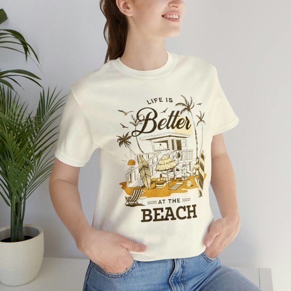 Bella + Canvas Tops - Life Is Better At The Beach T-Shirt, Retro Vibe Beach Shirt, Surfer Vibe T-Shirt